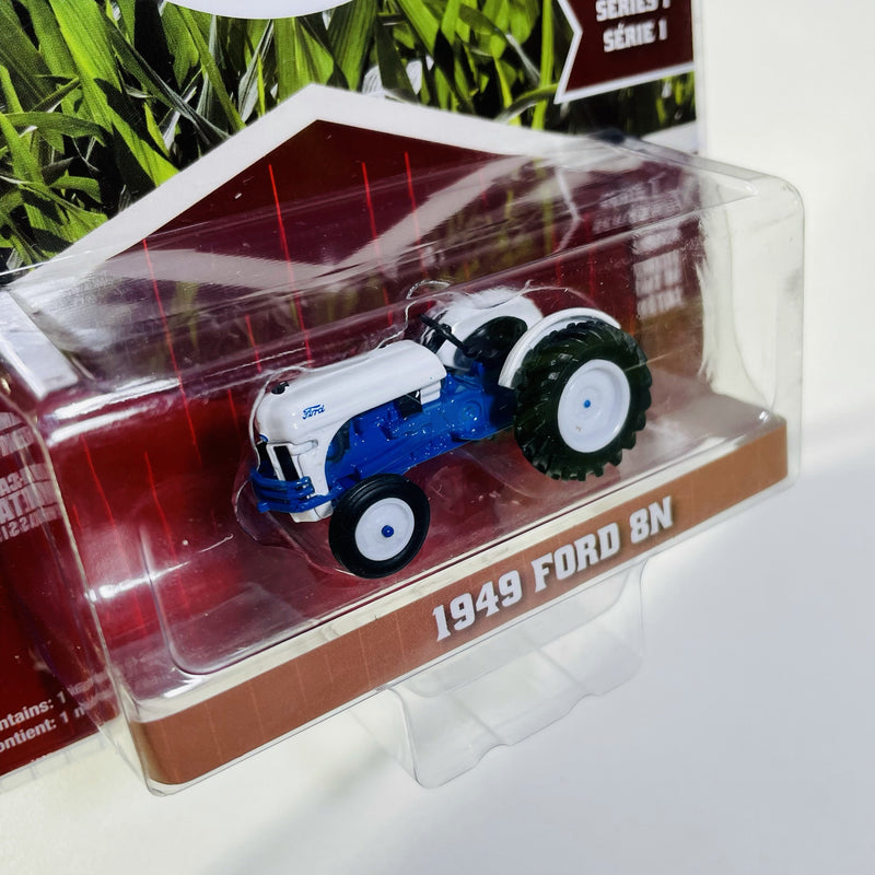 2018 Greenlight Down On The Farm Series 1 1949 Ford 8N tractor azul con blanco Llantas de Goma