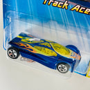 2005 Hot Wheels Track Aces Sling Shot 069 azul metálico 5SP base ZAMAC