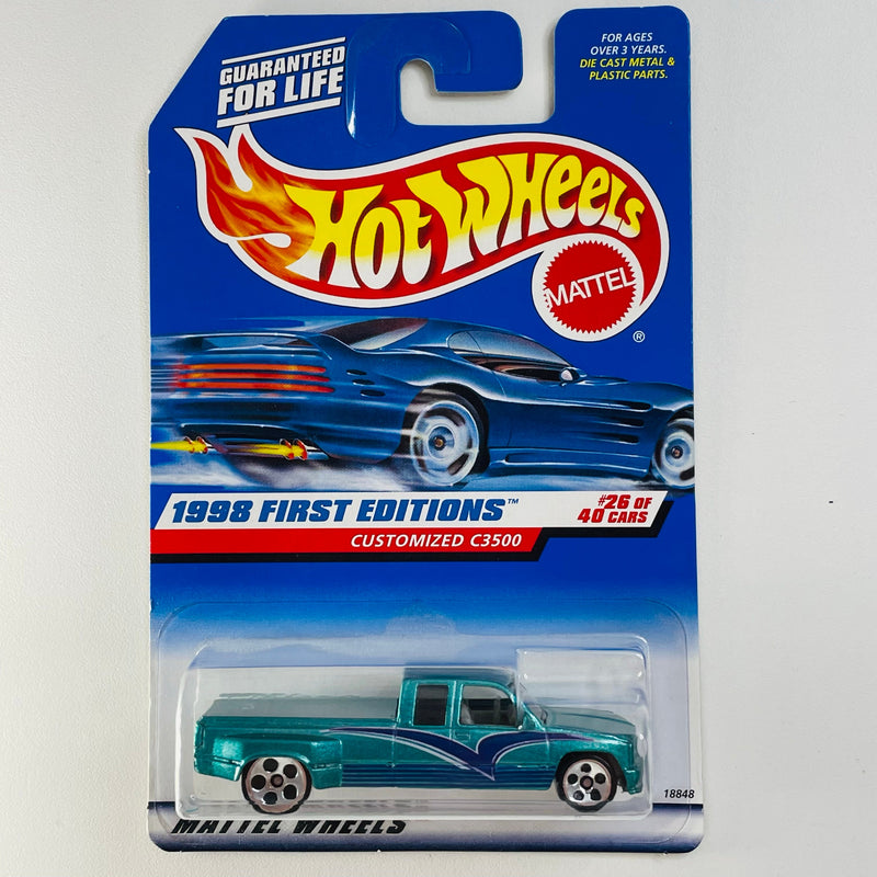 1998 Hot Wheels First Editions Chevrolet Customized C3500 verde metálico 5DOT