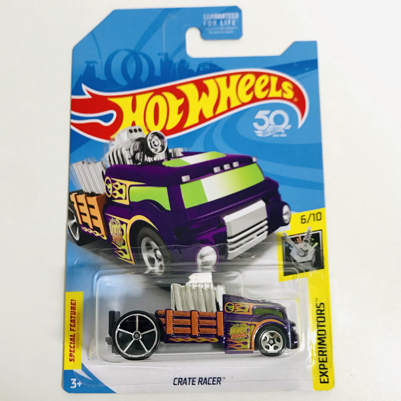 2018 Hot Wheels Treasure Hunt Experimotors Crate Racer morado OH5 con 5SP