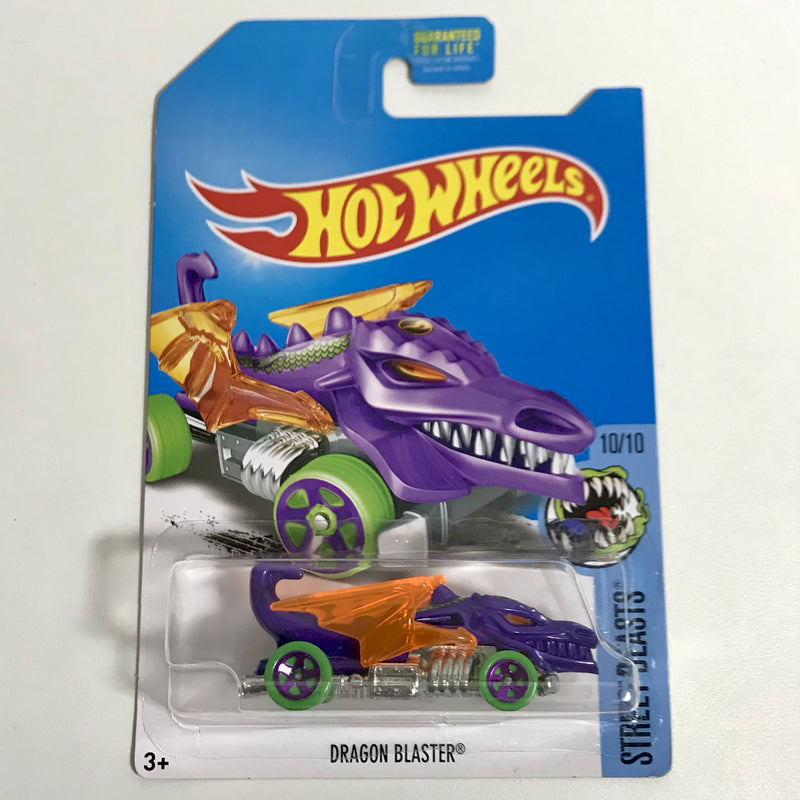 2017 Hot Wheels Treasure Hunt Street Beasts Dragon Blaster morado 5SP base ZAMAC