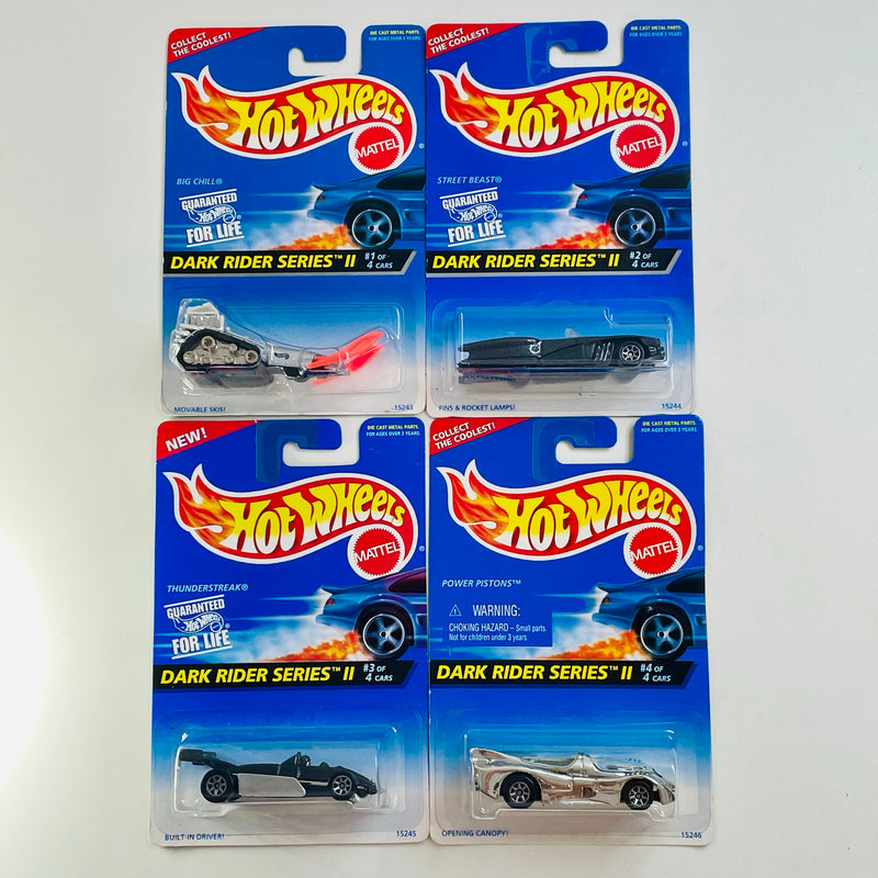 1996 Hot Wheels Dark Rider Series II Colección Set de 4 - Big Chill, Street Beast, Thunderstreak, Power Pistons