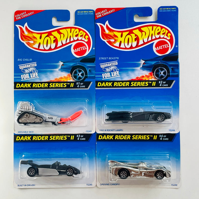 1996 Hot Wheels Dark Rider Series II Colección Set de 4 - Big Chill, Street Beast, Thunderstreak, Power Pistons