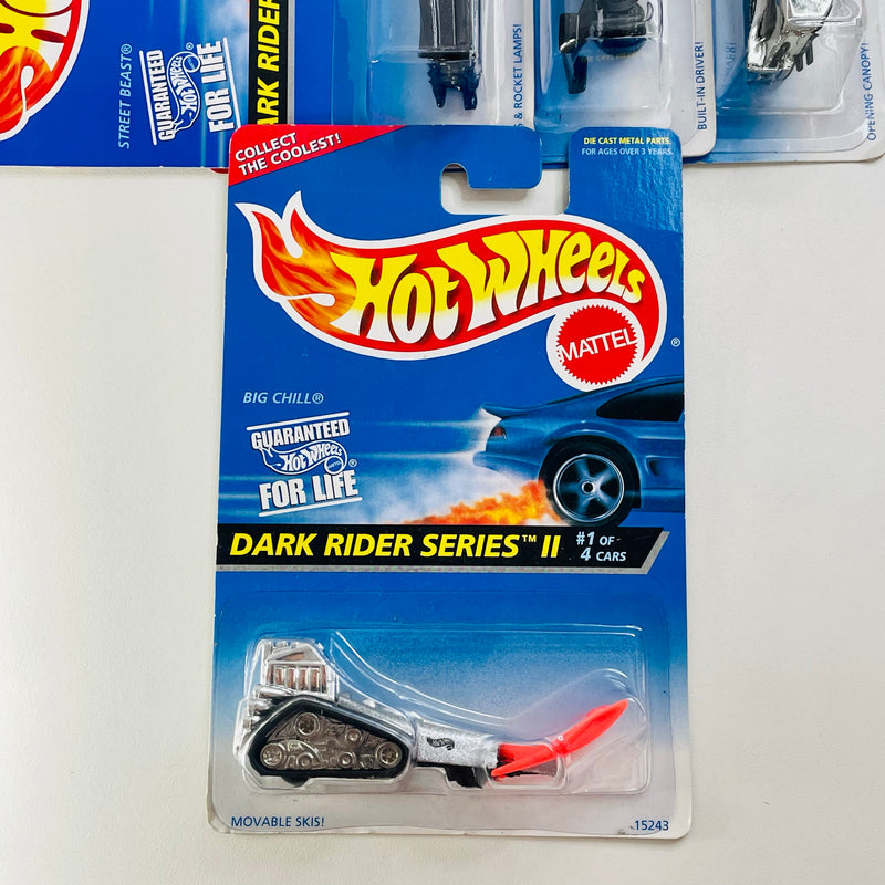 1996 Hot Wheels Dark Rider Series II Colección Set de 4 - Big Chill, Street Beast, Thunderstreak, Power Pistons