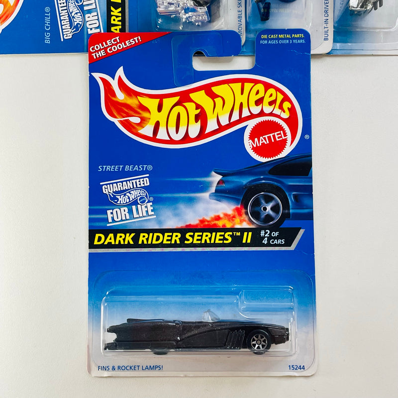 1996 Hot Wheels Dark Rider Series II Colección Set de 4 - Big Chill, Street Beast, Thunderstreak, Power Pistons