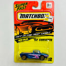 1994 Matchbox Super Fast 62 Corvette 32 azul metálico variante aros dorados