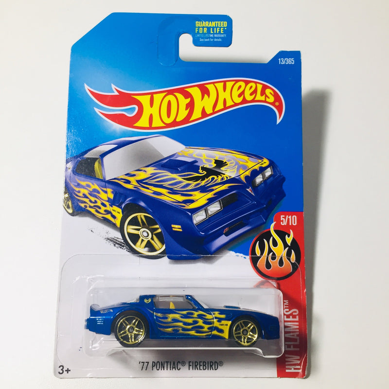 2017 Hot Wheels HW Flames 77 Pontiac Firebird azul PR5