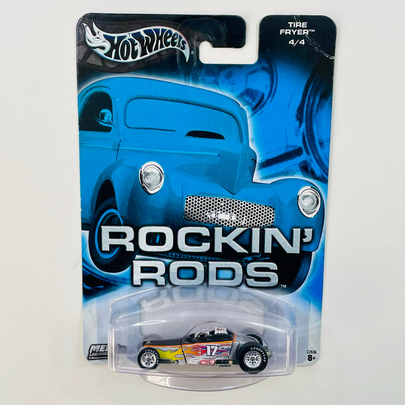 2004 Hot Wheels Auto Affinity Rockin' Rods Tire Fryer plata Llantas de Goma RR