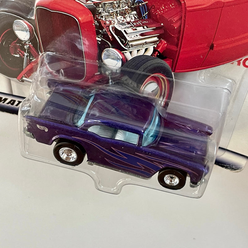 2000 Hot Wheels Editor's Choice Target Exclusive 57 Chevy morado Llantas de Goma RR base ZAMAC