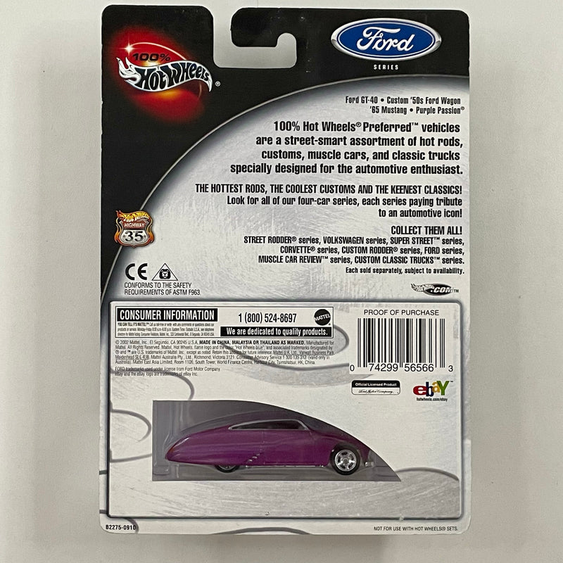 2003 Hot Wheels 100% Preferred Limited Edition 1/15,000 Ford Series Purple Passion 49 Mercury rosado metálico Llantas de Goma RR