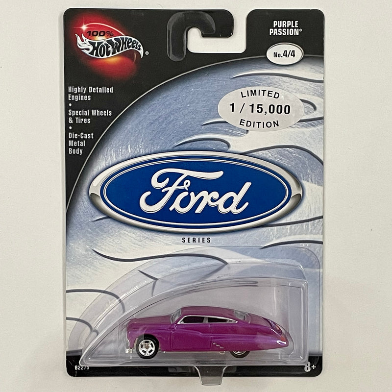 2003 Hot Wheels 100% Preferred Limited Edition 1/15,000 Ford Series Purple Passion 49 Mercury rosado metálico Llantas de Goma RR