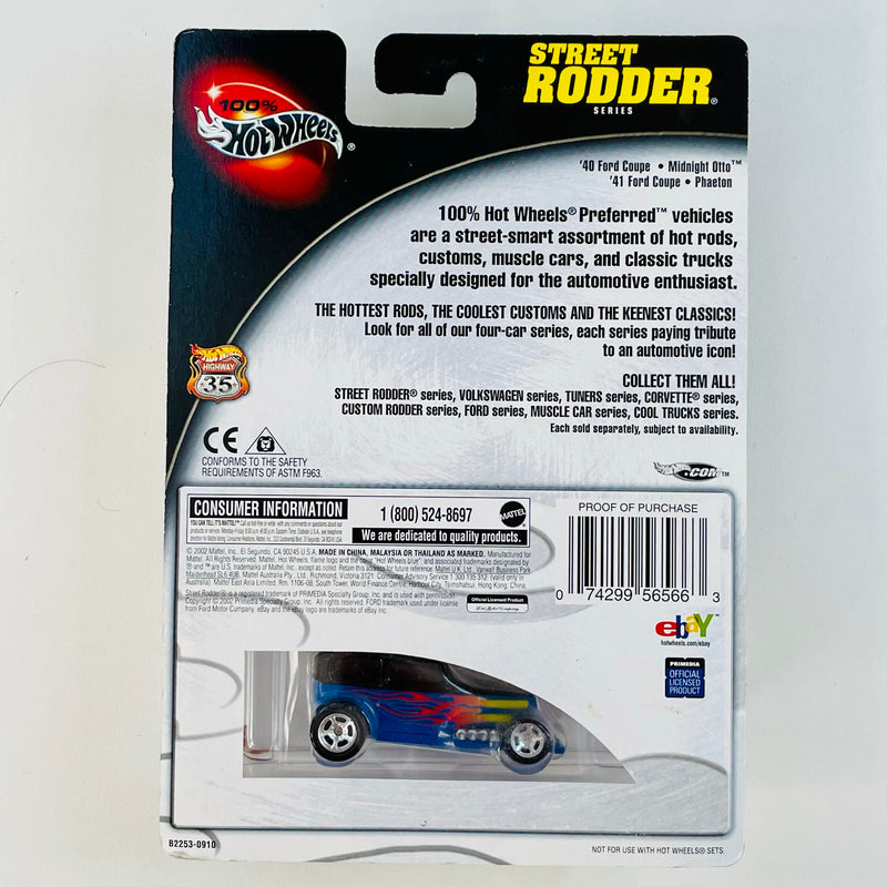 2003 Hot Wheels 100% Preferred Street Rodder Midnight Otto 1932 Ford Sedan azul Llantas de Goma RR
