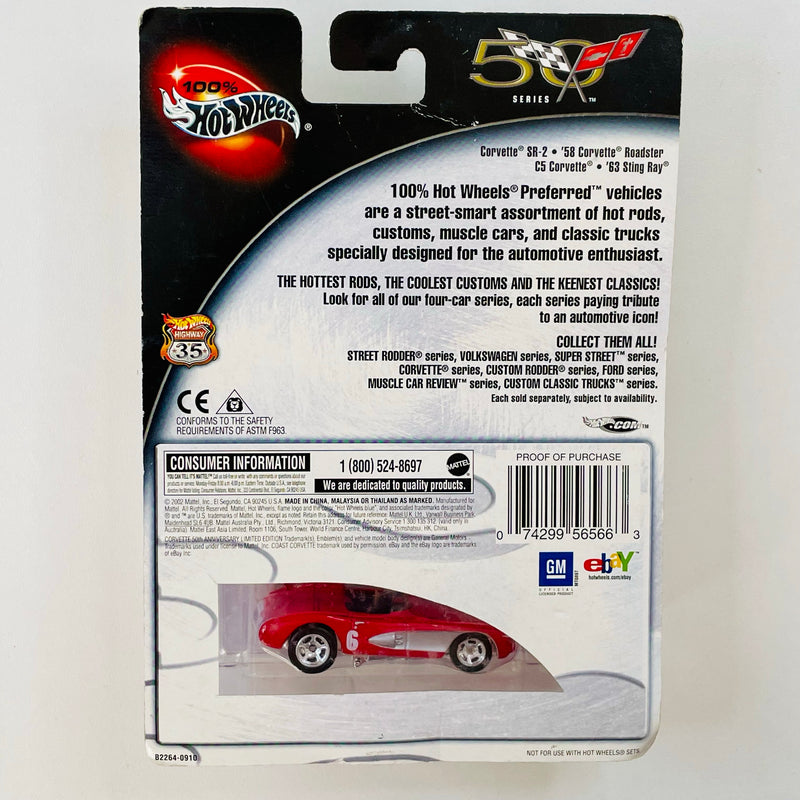 2003 Hot Wheels 100% Preferred Chevrolet Corvette SR-2 rojo Llantas de Goma RR