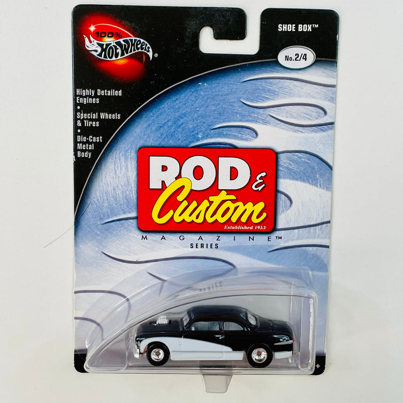 2003 Hot Wheels 100% Preferred Rod & Custom Shoe Box 49 Ford negro Llantas de Goma RR