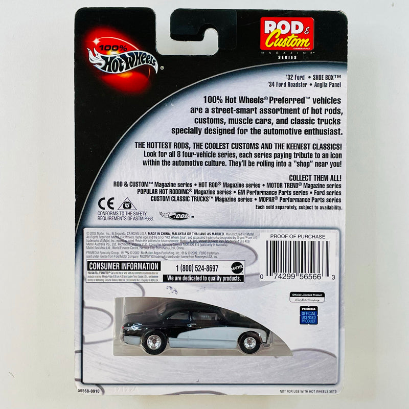 2003 Hot Wheels 100% Preferred Rod & Custom Shoe Box 49 Ford negro Llantas de Goma RR