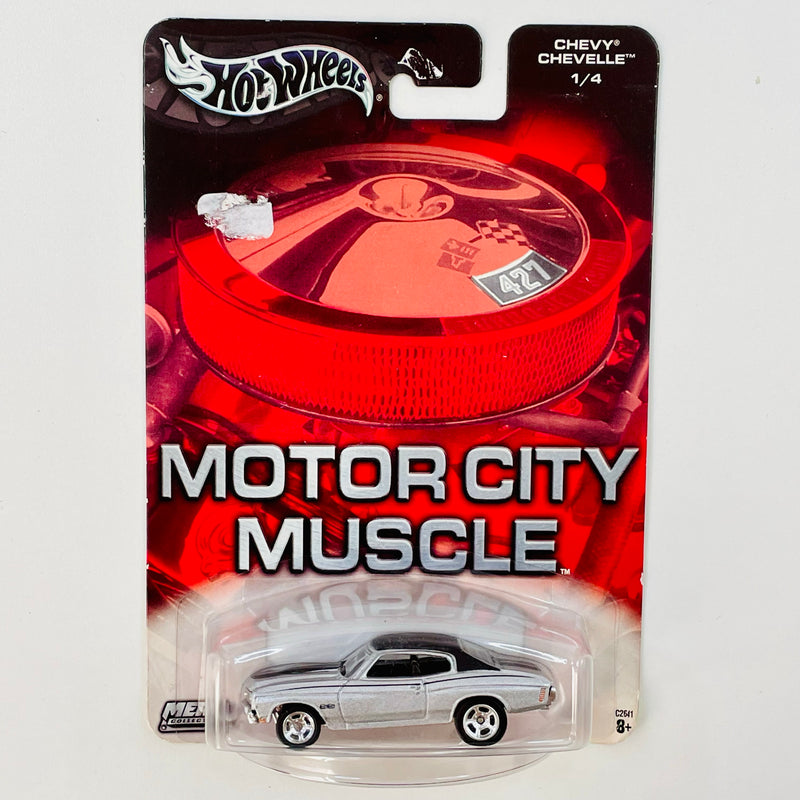 2004 Hot Wheels Auto Affinity Motor City Muscle Chevy Chevelle plata Llantas de Goma RR