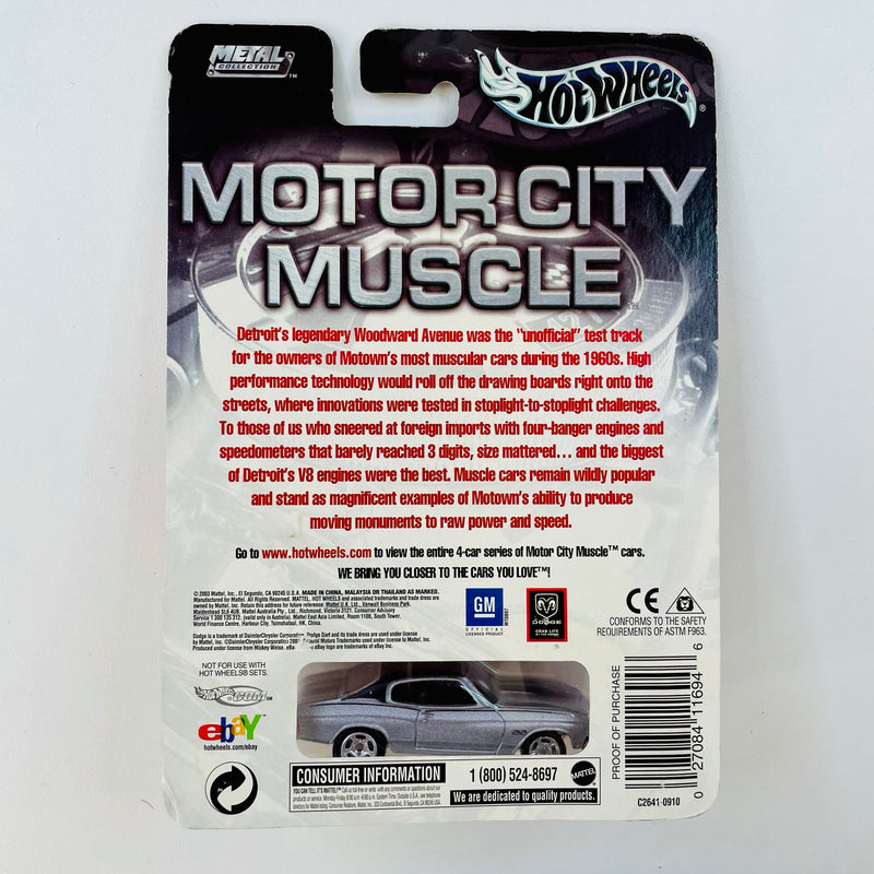 2004 Hot Wheels Auto Affinity Motor City Muscle Chevy Chevelle plata Llantas de Goma RR