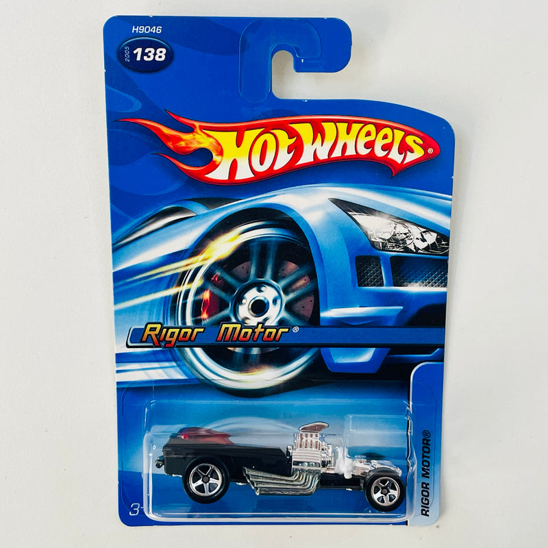 2005 Hot Wheels Rigor Motor 138 negro 5SP base ZAMAC