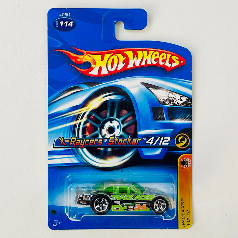 2006 Hot Wheels Track Aces X-Raycers Stockar 114 verde 5SP base ZAMAC