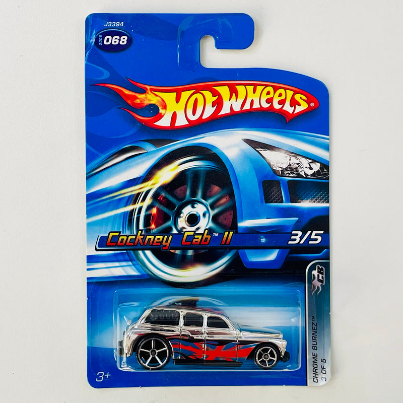 2006 Hot Wheels Chrome Burnez Cockney Cab II 068 cromado OH5