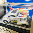 1999 Hot Wheels Limited Edition Lexmark 34 Ford 3-Window 1/25,000 blanco Llantas de Goma RR base ZAMAC