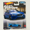 2020 Hot Wheels Premium Fast & Furious Full Force Rápidos y Furiosos Jaguar XE SV Project 8 azul metálico Llantas de Goma RR