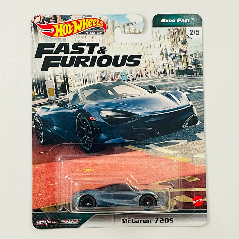 2020 Hot Wheels Premium Fast & Furious Euro Fast Rápidos y Furiosos McLaren 720S gris metálico Llantas de Goma RR