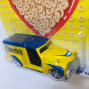 2013 Hot Wheels Pop Culture General Mills Cheerios Custom 52 Chevy amarillo Llantas de Goma RR base ZAMAC