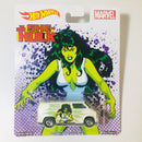 2017 Hot Wheels Women of Marvel She-Hulk Custom 77 Dodge Van blanco Llantas de Goma RR