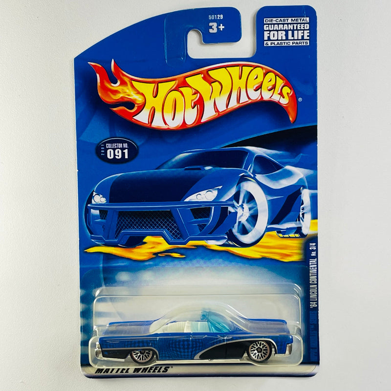 2001 Hot Wheels Hippie Mobiles 64 Lincoln Continental 091 azul metálico LW