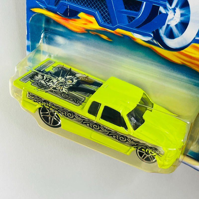 2001 Hot Wheels Skin Deep Chevy Pro Stock Truck amarillo fluorescente PR5