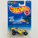 1998 Hot Wheels Shock Factor 700 amarillo con azul BW base ZAMAC