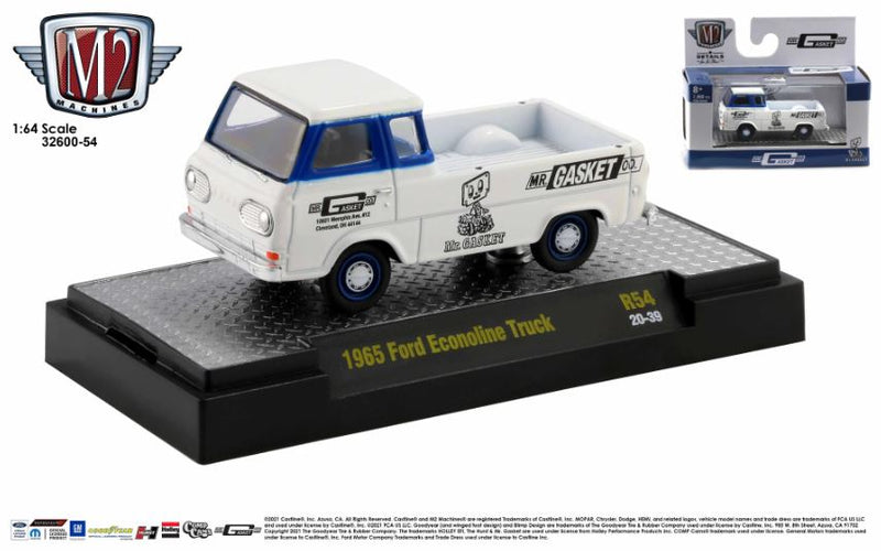 2020 M2 Machines Detroit Muscle Limited Edition 1/7,980 Mr Gasket Co 1965 Ford Econoline Truck R54 blanco Llantas de Goma