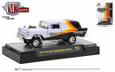 2021 M2 Machines Competition Cams Limited Edition 1/7,480 1957 Chevrolet Sedan Delivery Gasser GS09 blanco con negro Llantas de Goma