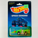 1988 Hot Wheels Speed Demons Fangster verde BW base ZAMAC