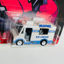 2019 Hot Wheels Entertainment Deadpool Ice Cream Truck blanco con azul Llantas de Goma RR base ZAMAC