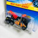 1997 Hot Wheels Heat Fleet Series Colección Set de 4 - Police Cruiser, School Bus, Peterbilt Tank Truck, Ramblin' Wrecker