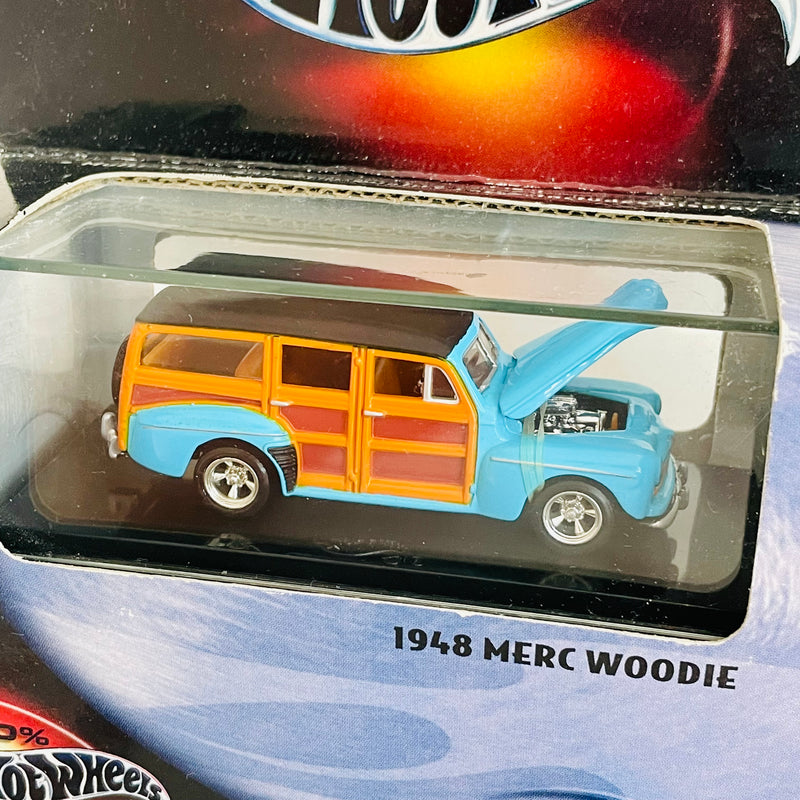 2001 Hot Wheels 100% Black Box Limited Edition 1948 Ford Merc Woodie turquesa Llantas de Goma RR