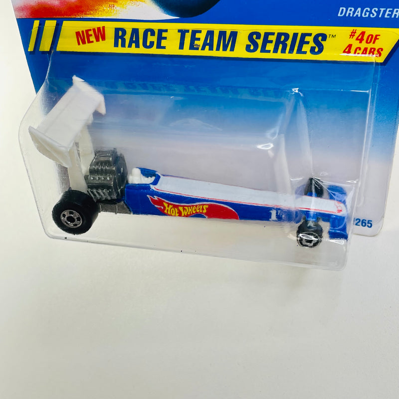 1995 Hot Wheels Race Team Series Dragster azul metálico BW base ZAMAC