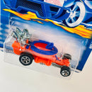 2001 Hot Wheels Hot Seat 140 naranja 5SP base ZAMAC