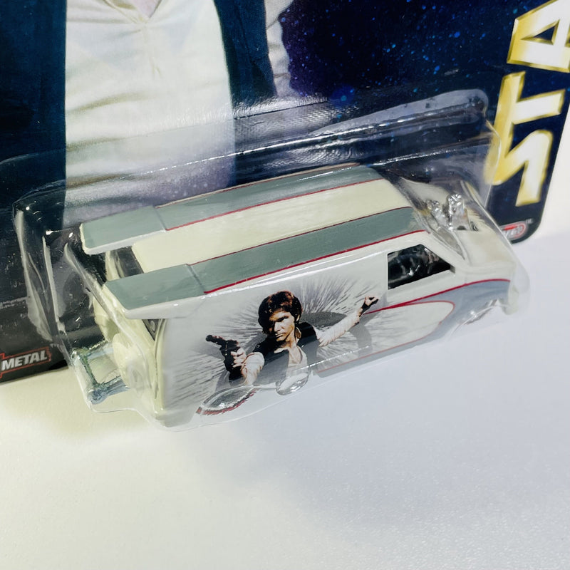 2015 Hot Wheels Pop Culture Star Wars Han Solo 1985 Chevy Astro Van blanco Llantas de Goma RR redline base ZAMAC