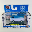 2021 M2 Machines Auto-Thentics Pan Am 1964 Dodge A100 Panel Van R69 blanco con celeste Llantas de Goma
