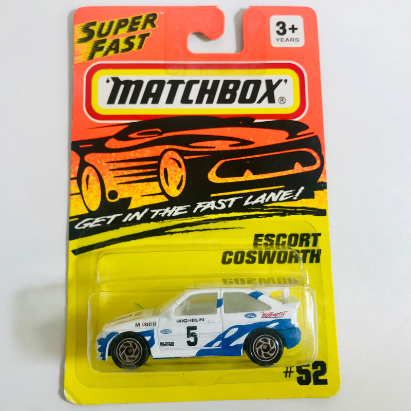 1995 Matchbox Super Fast Ford Escort Cosworth 52 blanco