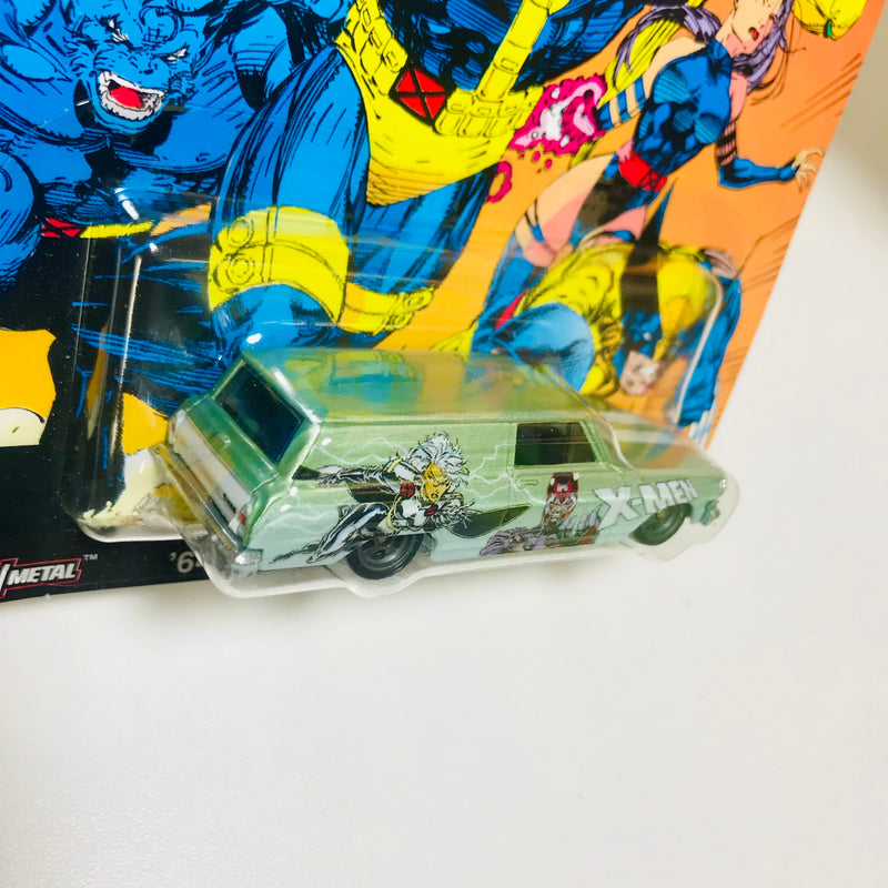 2019 Hot Wheels Pop Culture X-Men 64 Chevy Nova Delivery gris Llantas de Goma RR base ZAMAC