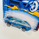 2001 Hot Wheels Logo Motive Pontiac Banshee 074 azul metálico 5SP base ZAMAC