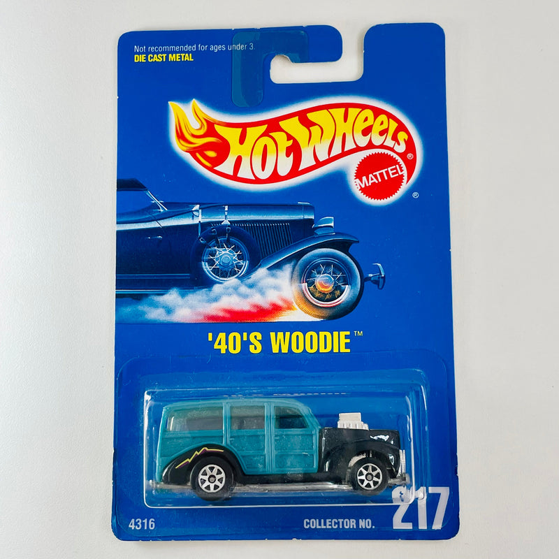 1995 Hot Wheels 40s Woodie Ford 217 turquesa 7SP base ZAMAC