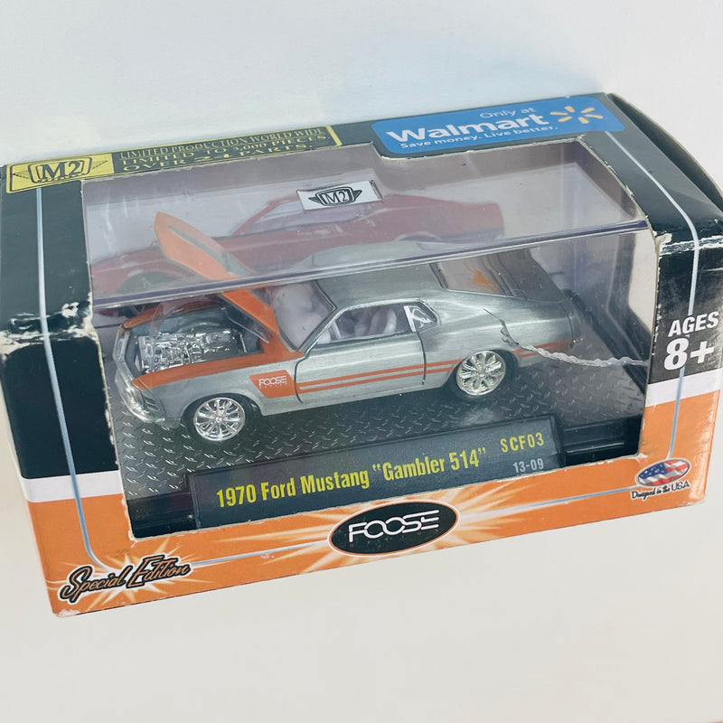 2013 M2 Machines Foose CHASE Limited Edition 1/3,000 Walmart Exclusive 1970 Ford Mustang Gambler 514 SCF03 plata Llantas de Goma