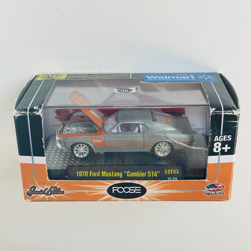 2013 M2 Machines Foose CHASE Limited Edition 1/3,000 Walmart Exclusive 1970 Ford Mustang Gambler 514 SCF03 plata Llantas de Goma