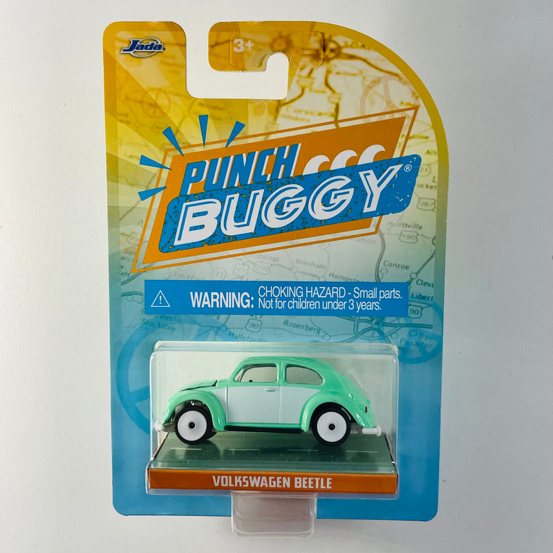 2021 Jada Majorette Punch Buggy Slug Bug Volkswagen Beetle verde con blanco