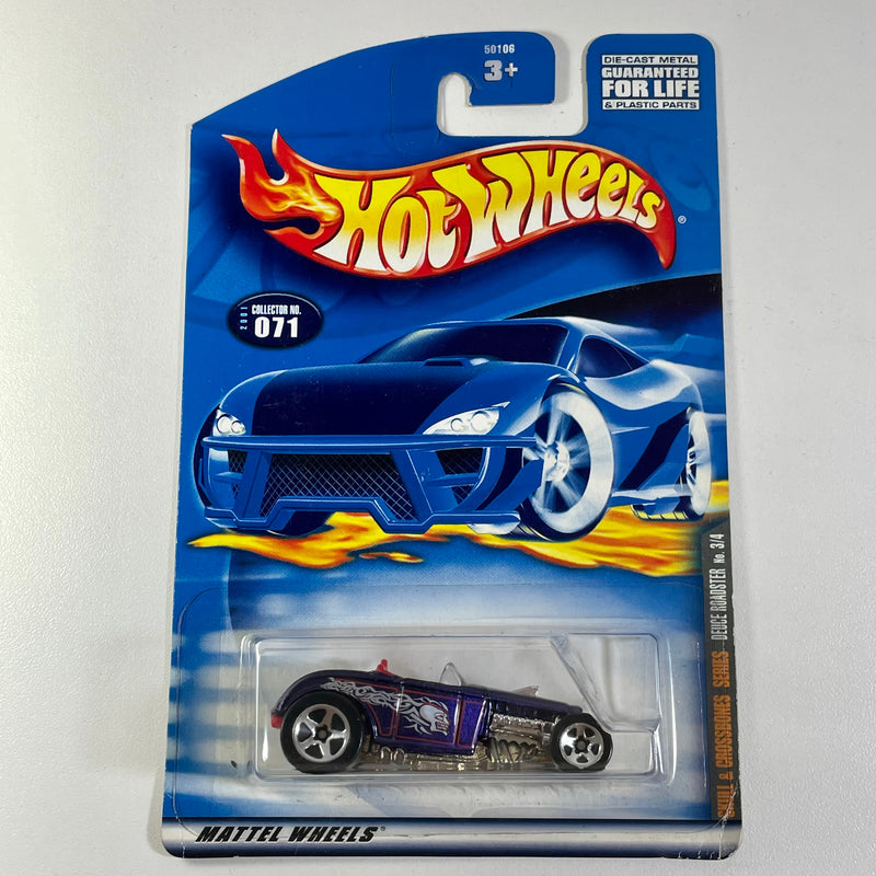 2001 Hot Wheels Skull & Crossbones Ford Deuce Roadster 071 morado metálico 5SP base ZAMAC